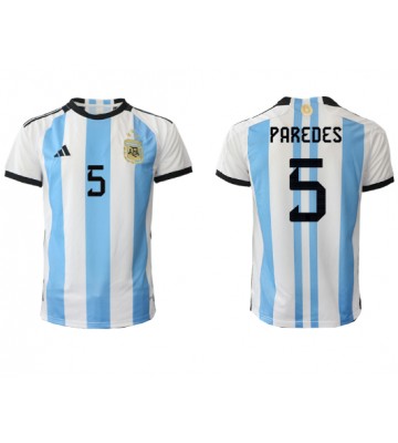 Lacne Muži Futbalové dres Argentína Leandro Paredes #5 MS 2022 Krátky Rukáv - Domáci